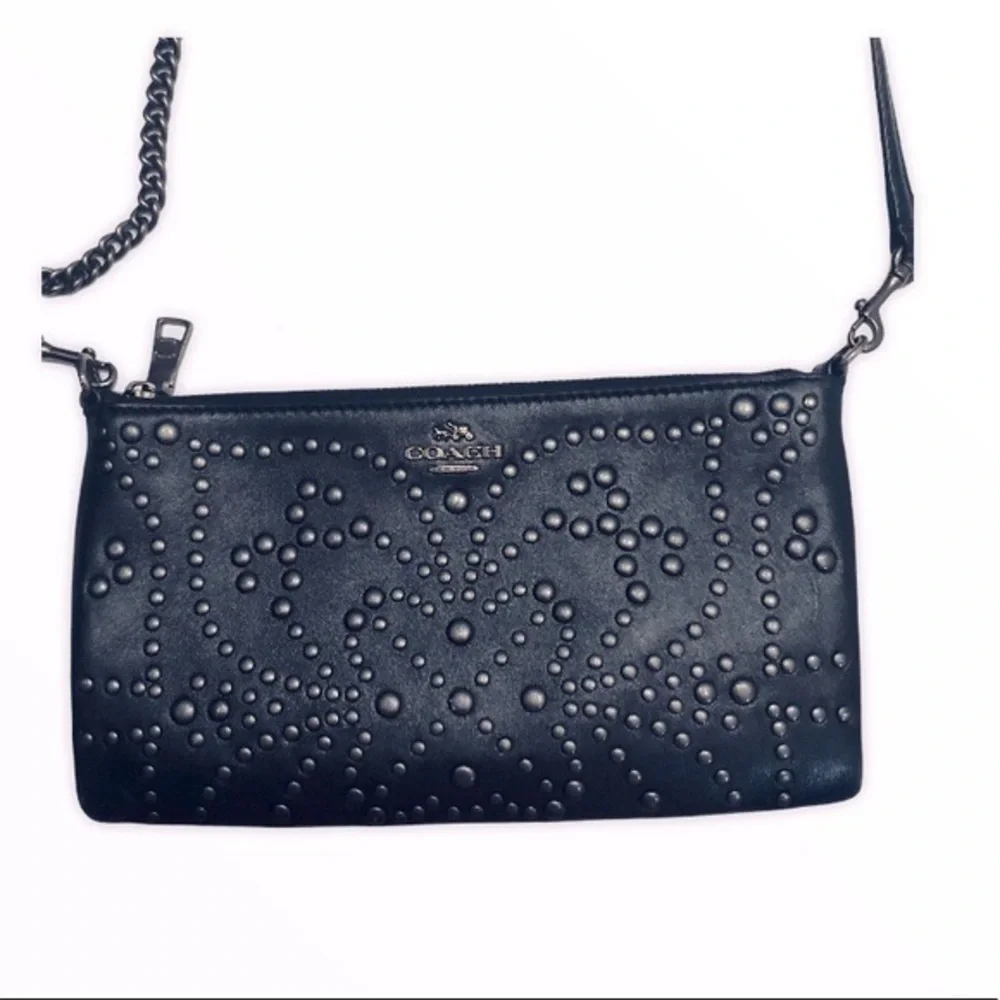 Coach studded metallic leather crossbody